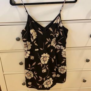 Lulus black romper/skort, black Hawaiian print!